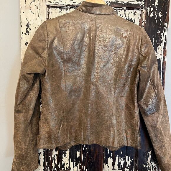 Women’s EUC Pamela McCoy Leather Butterly metallic jacket. Size XS. - Picture 3 of 11